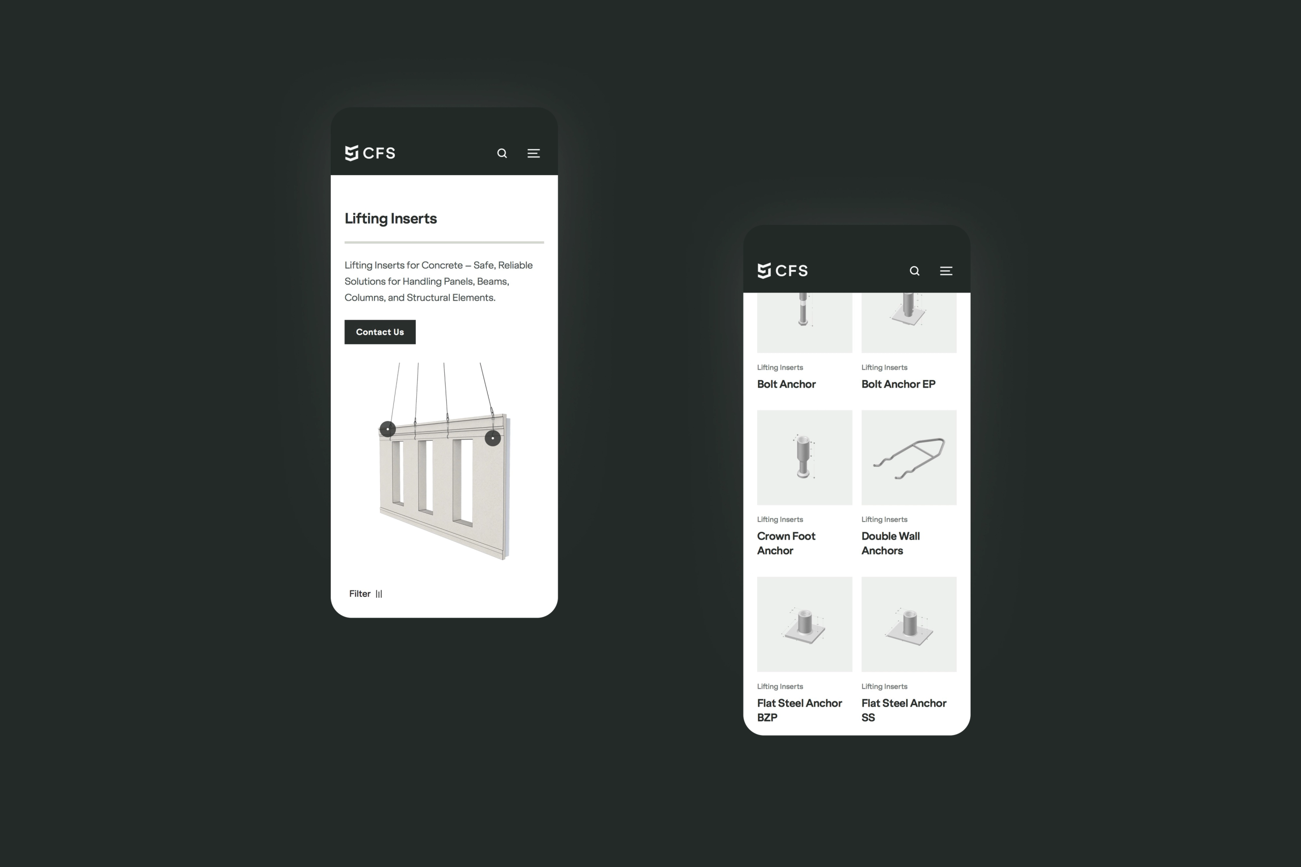 CFS Product Category Page Mobile Design