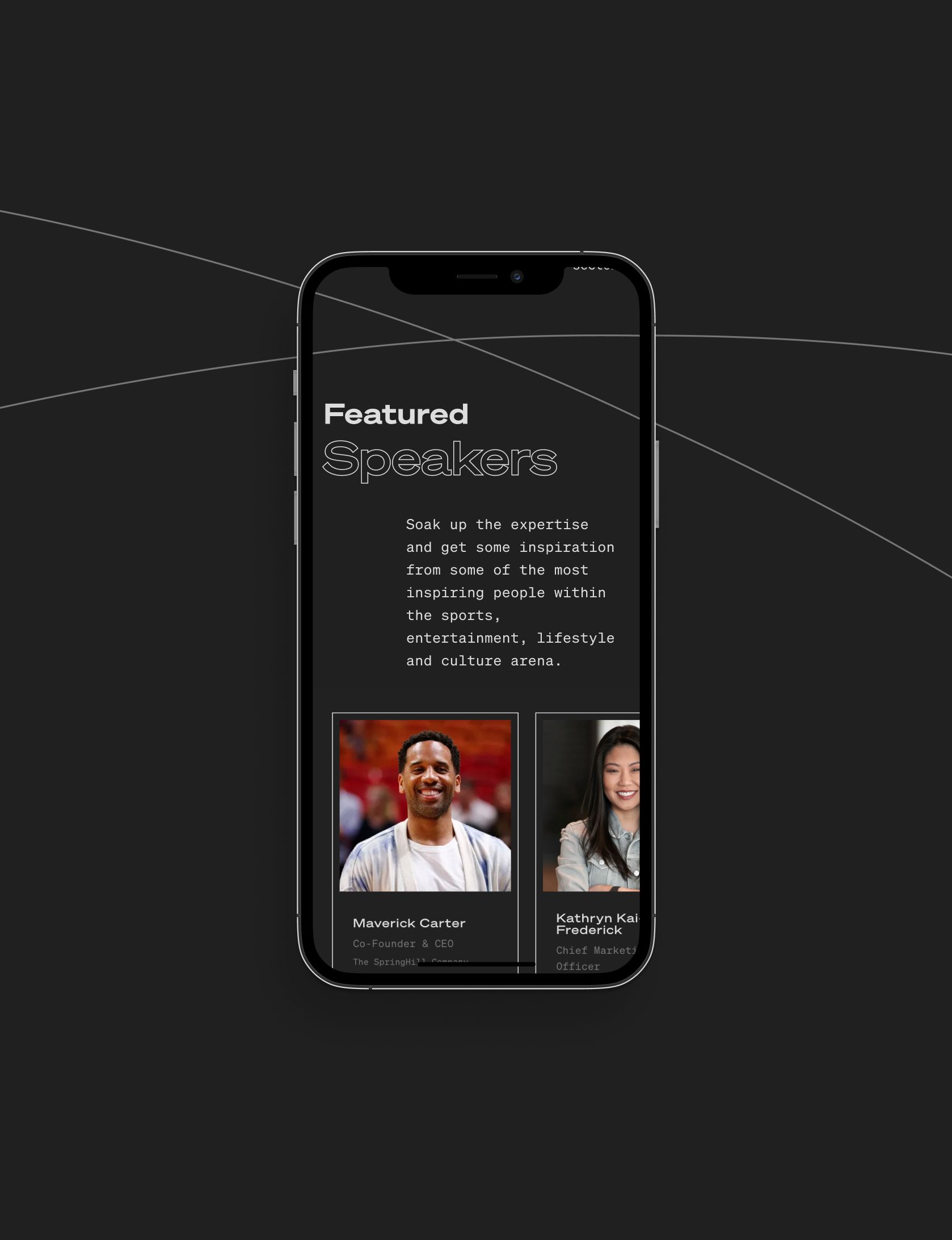 4SE website on a mobile showing speakers
