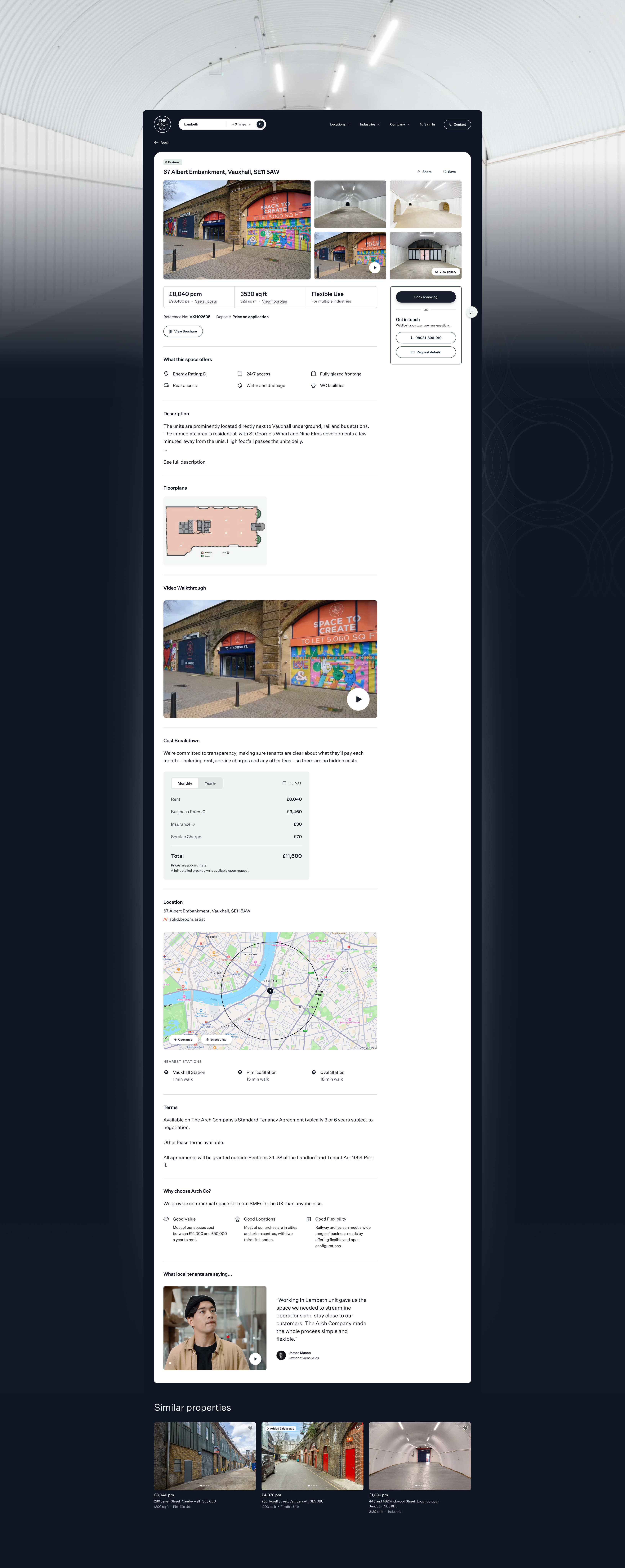 The Arch Company Property Page Desktop