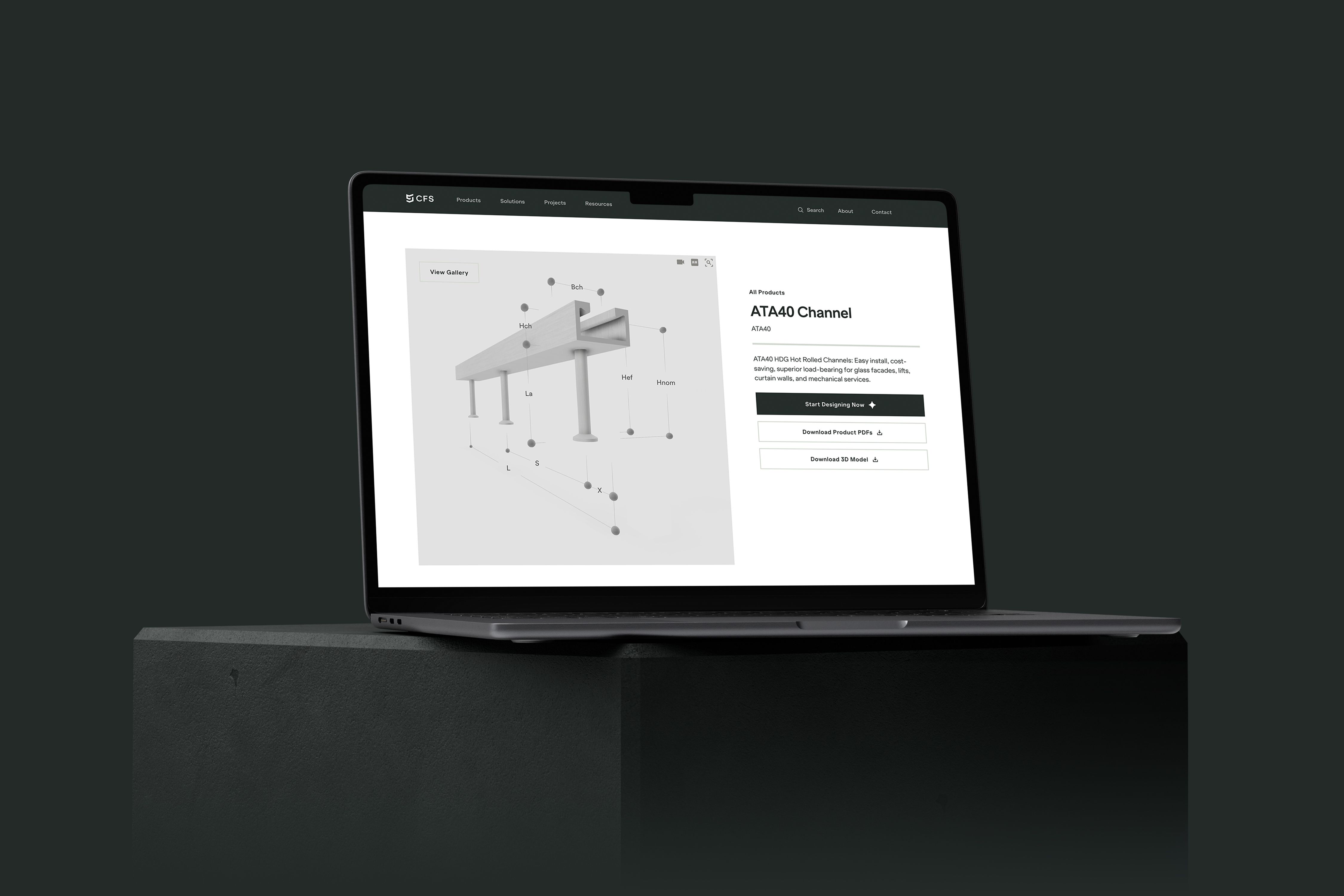 CFS Product Hero with 3D element as a Desktop Mockup