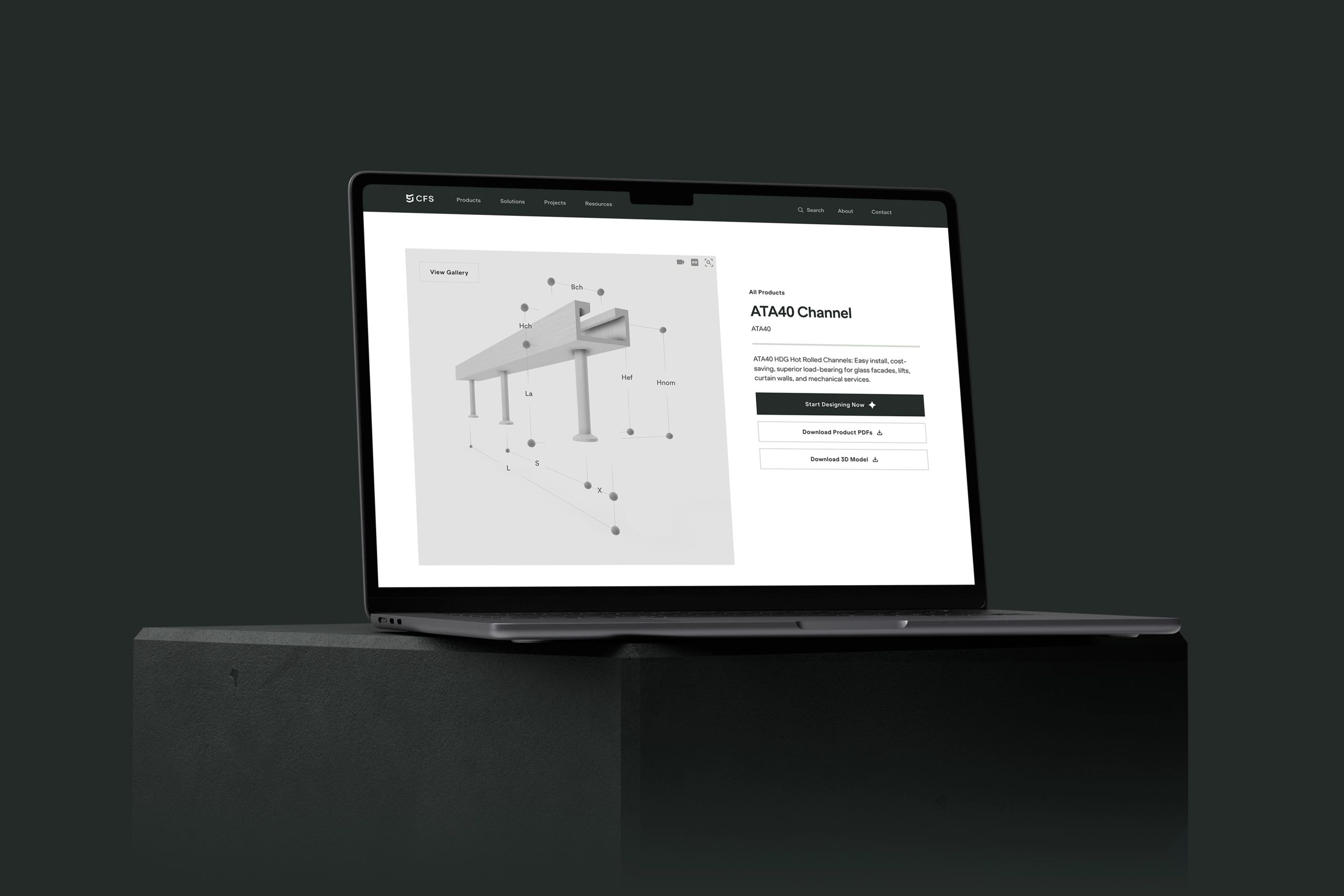 CFS Product Hero with 3D element as a Desktop Mockup