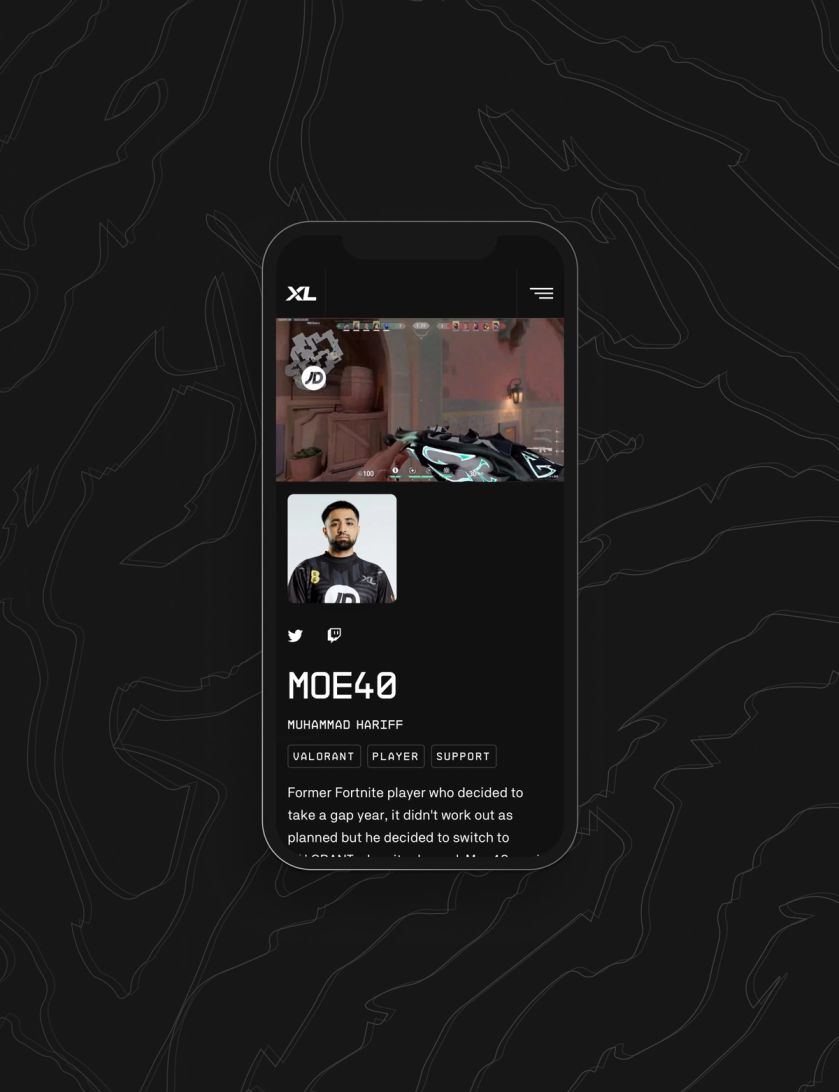 XL Mobile twitch profile in dark mode