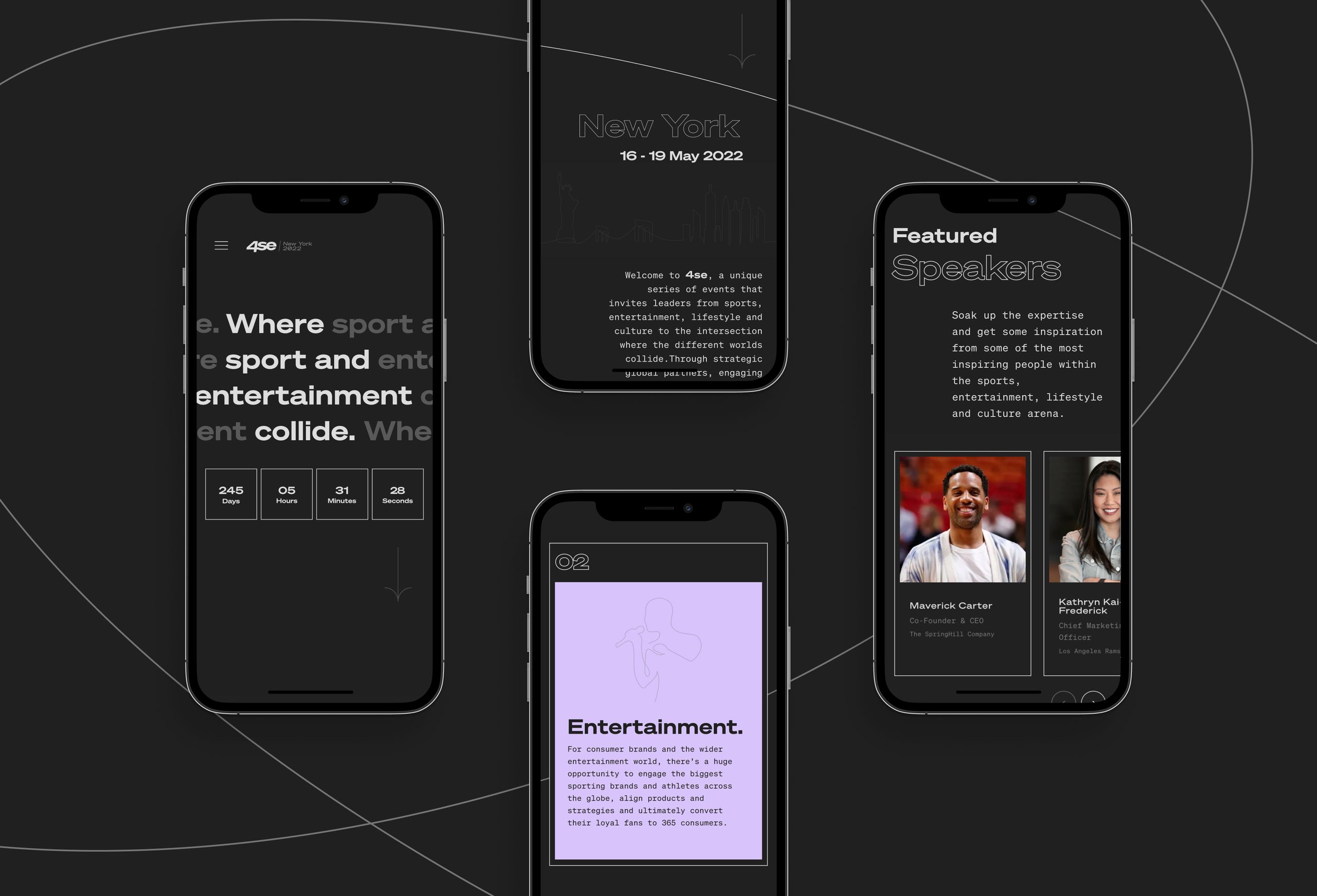 Mobile screens from the 4SE website