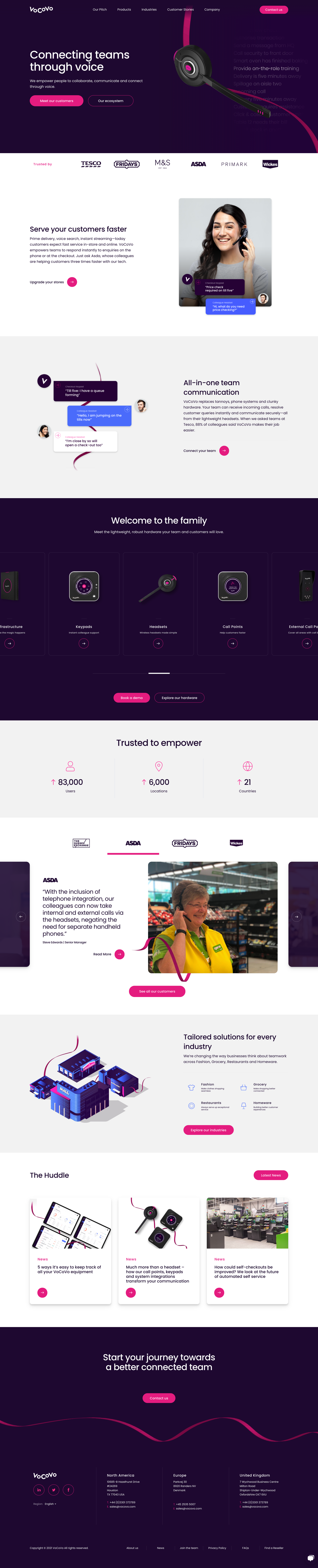 Full screenshot from the Vocovo website