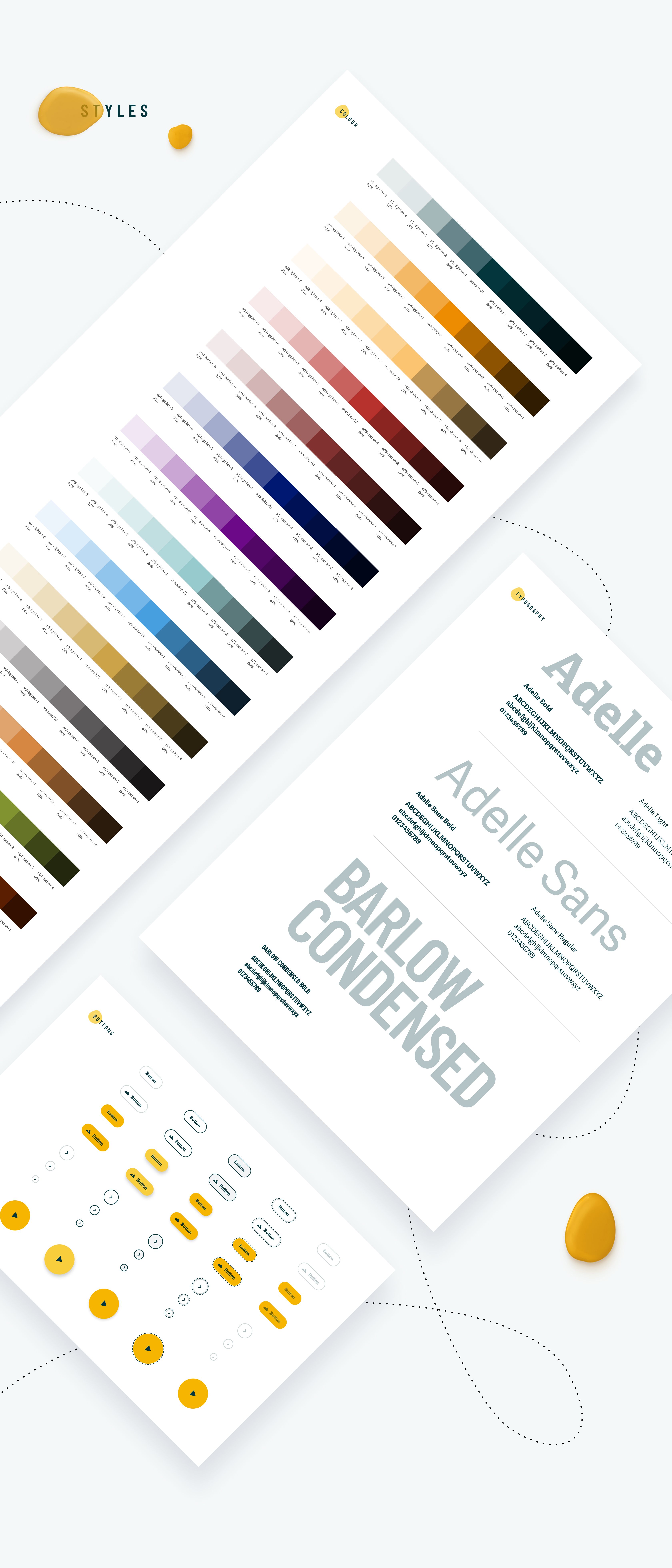 Rowse Honey websites styles showing colours typography and buttons