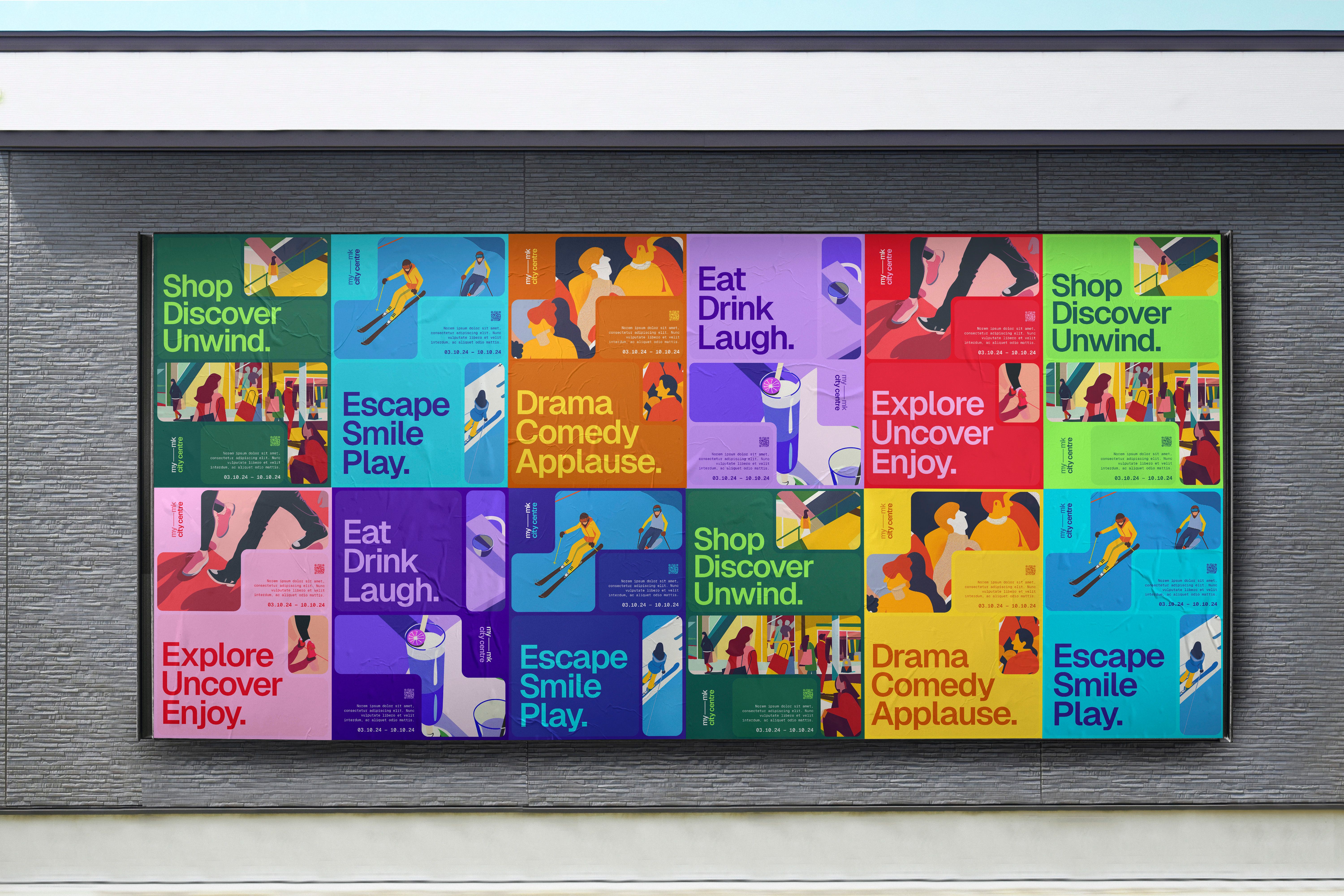 My-MK City Centre Brand Posters Mockup on a Street Wall