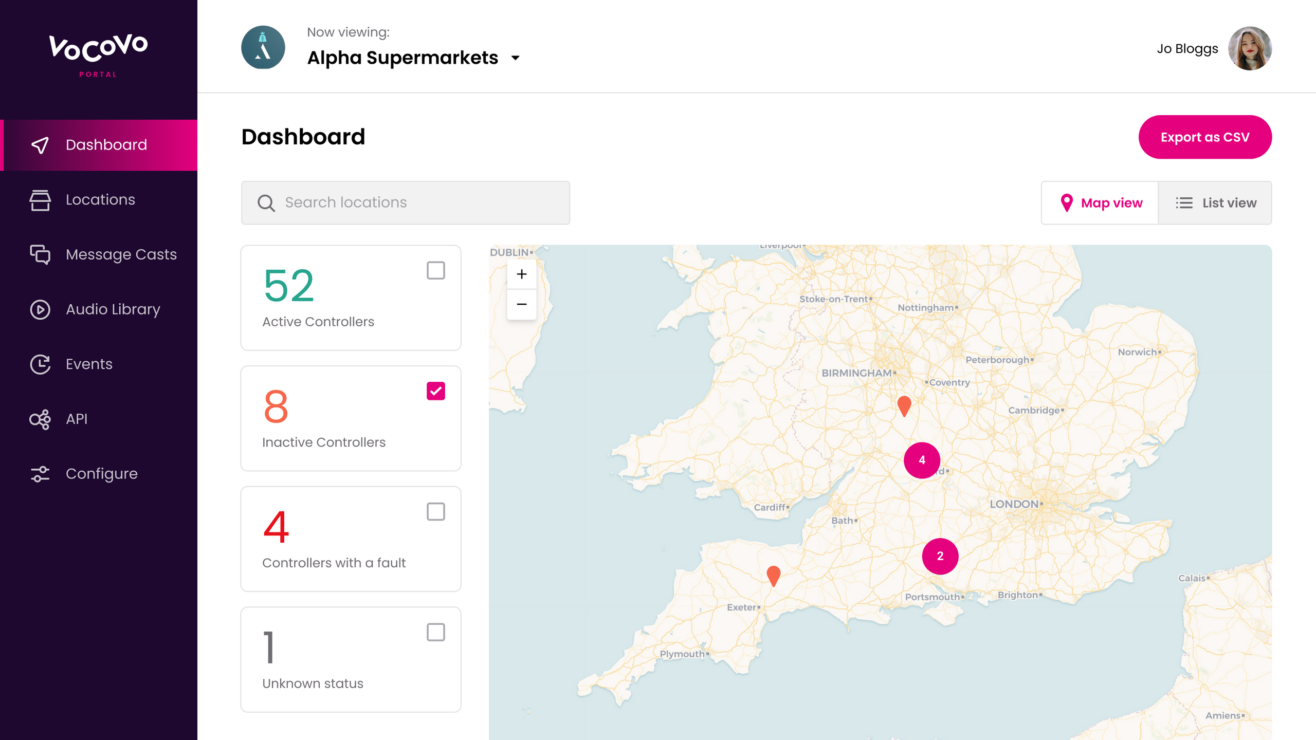 VoCoVo Portal Controller Map View