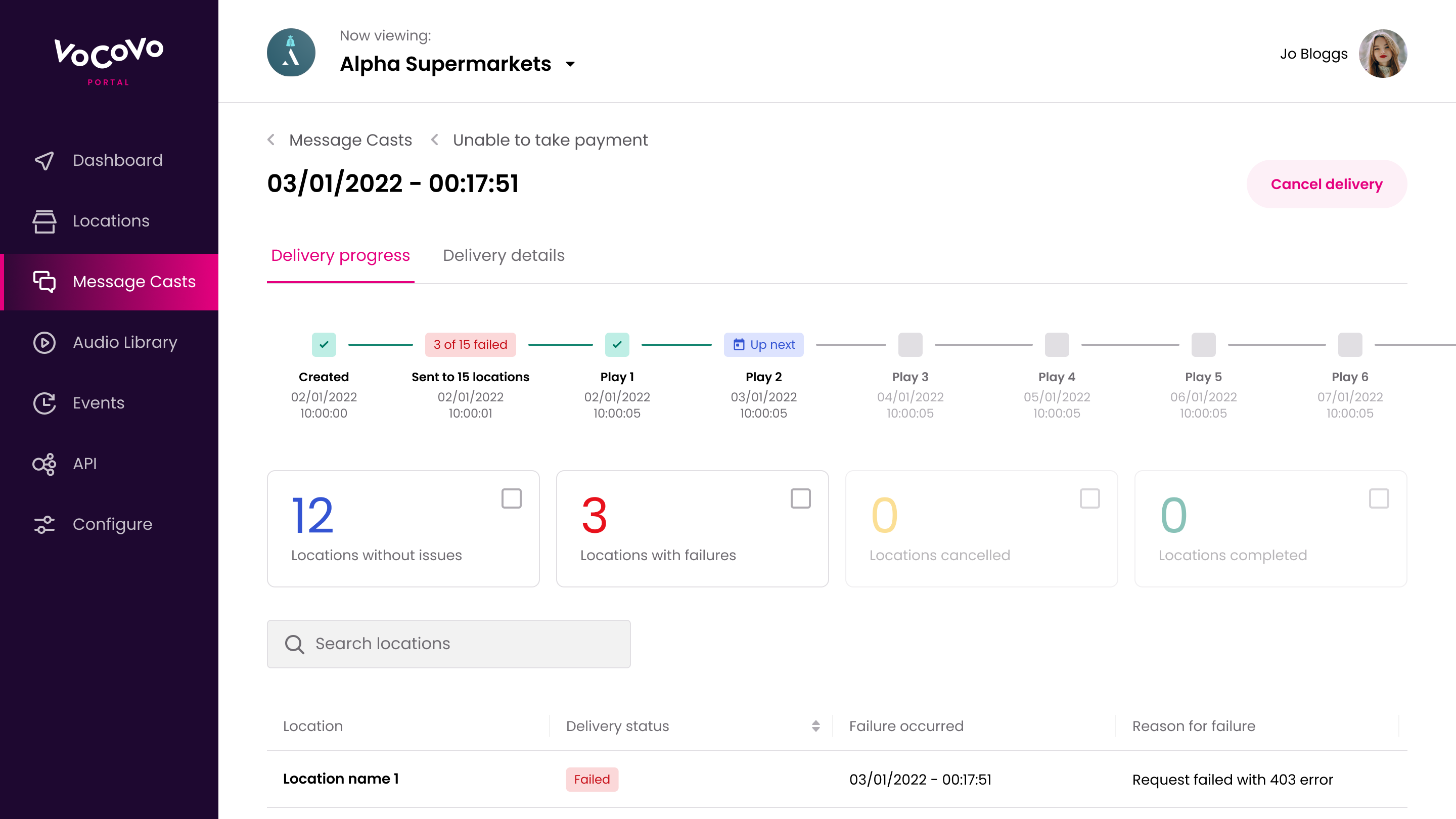 VoCoVo Portal Message Casts
