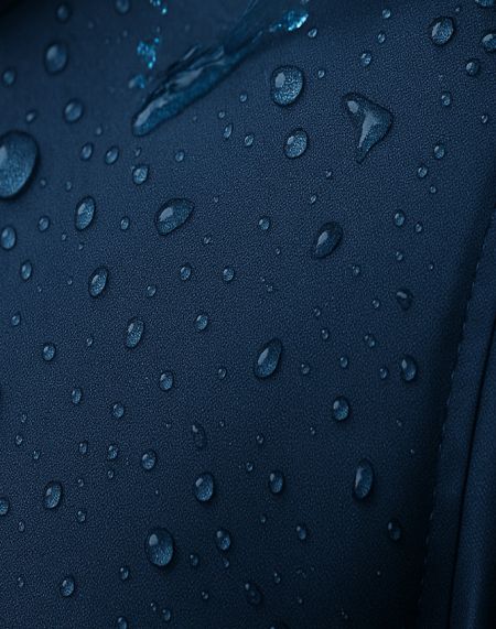 WPT drops on blue waterproof jacket