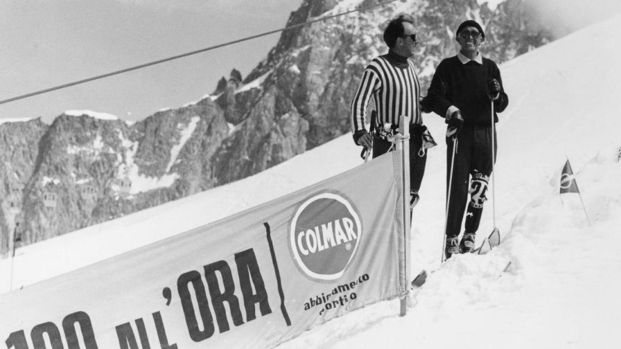 skiers watching a race