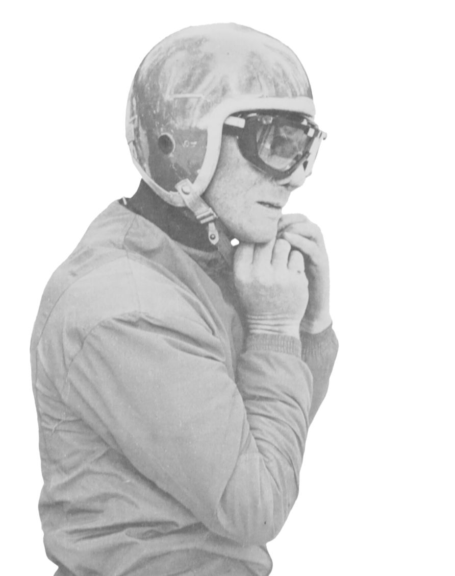 Man with helmet b/w