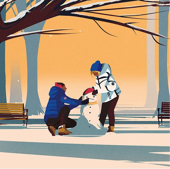 illustrazione bambini neve