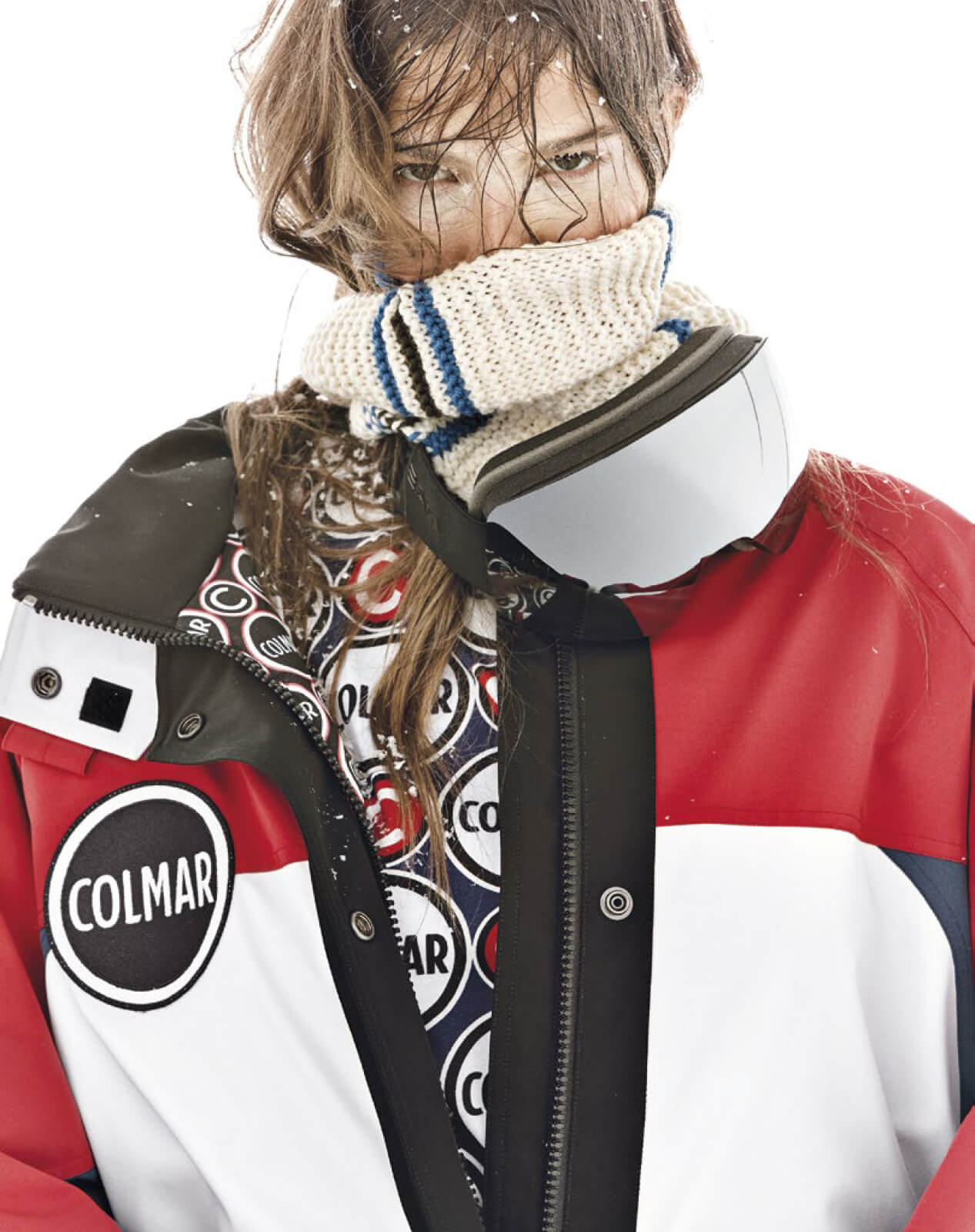 woman with scarf and Colmar down jacket