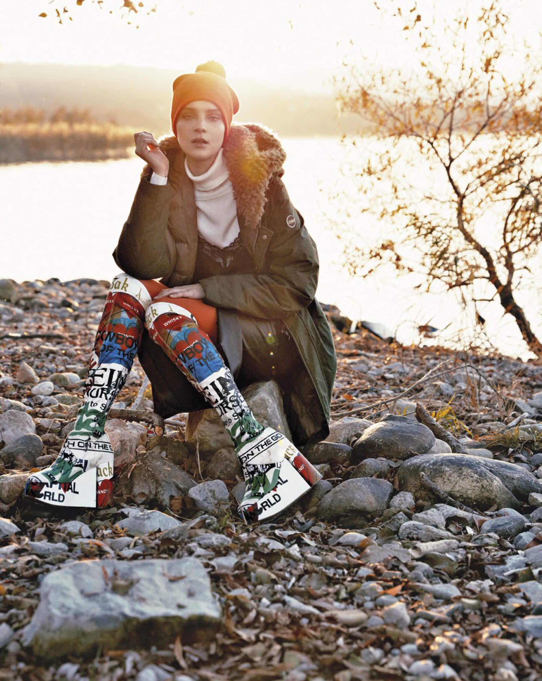 girl sitting near a smoke