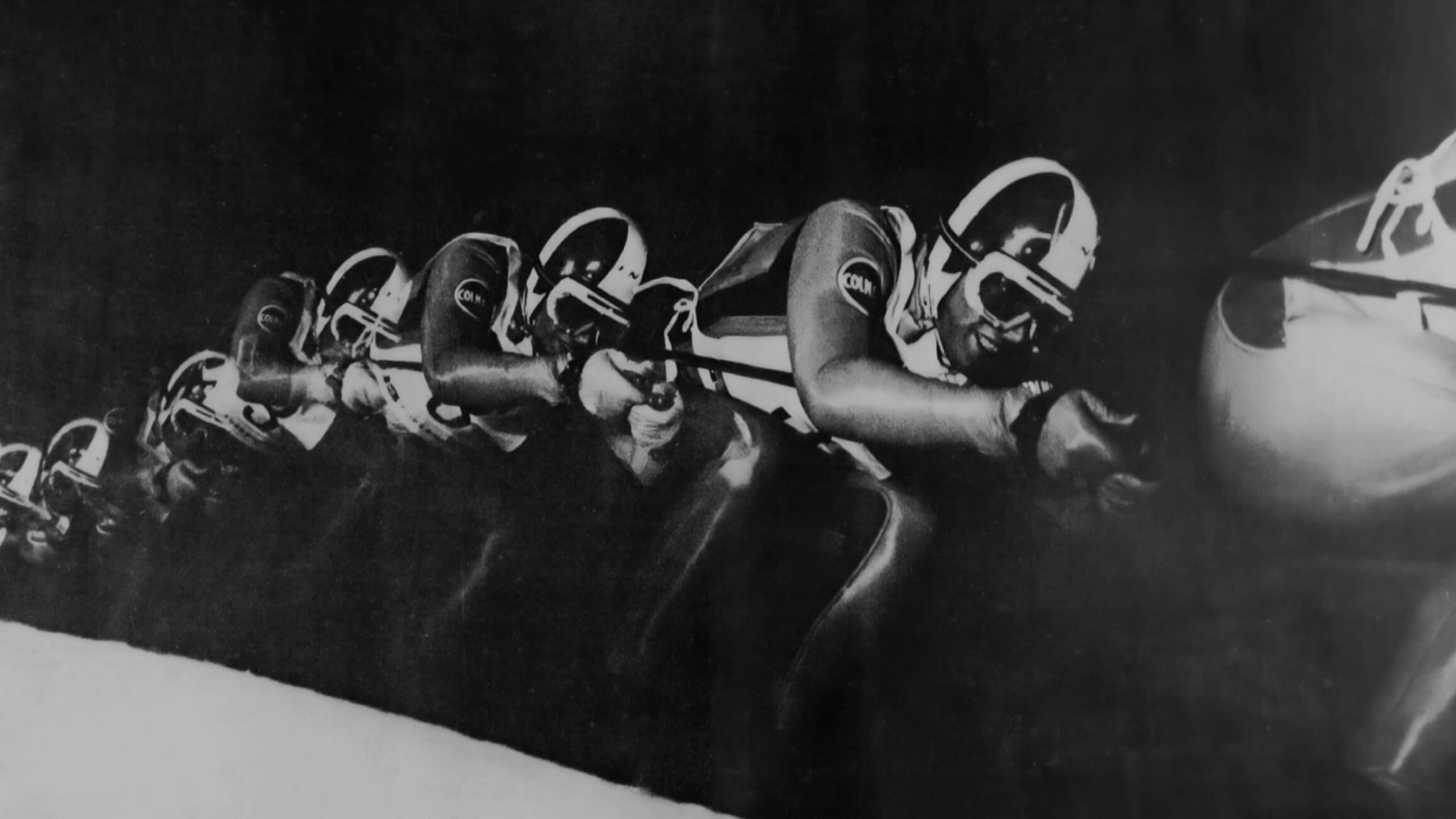 black and white artistic photo of a skier in Colmar