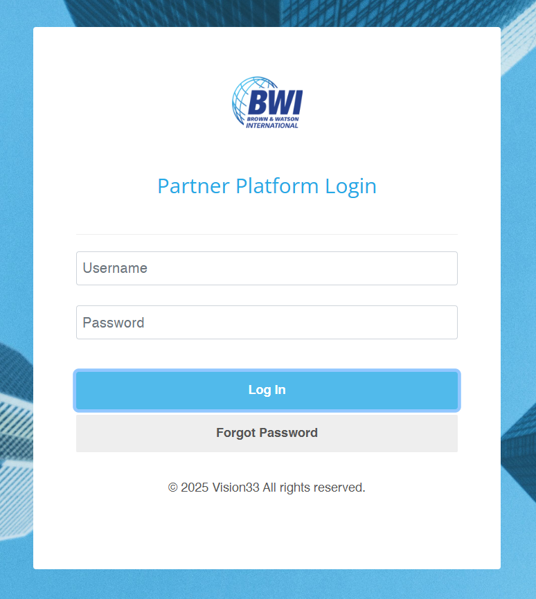 Screenshot of the BWI USA dealer portal dashboard