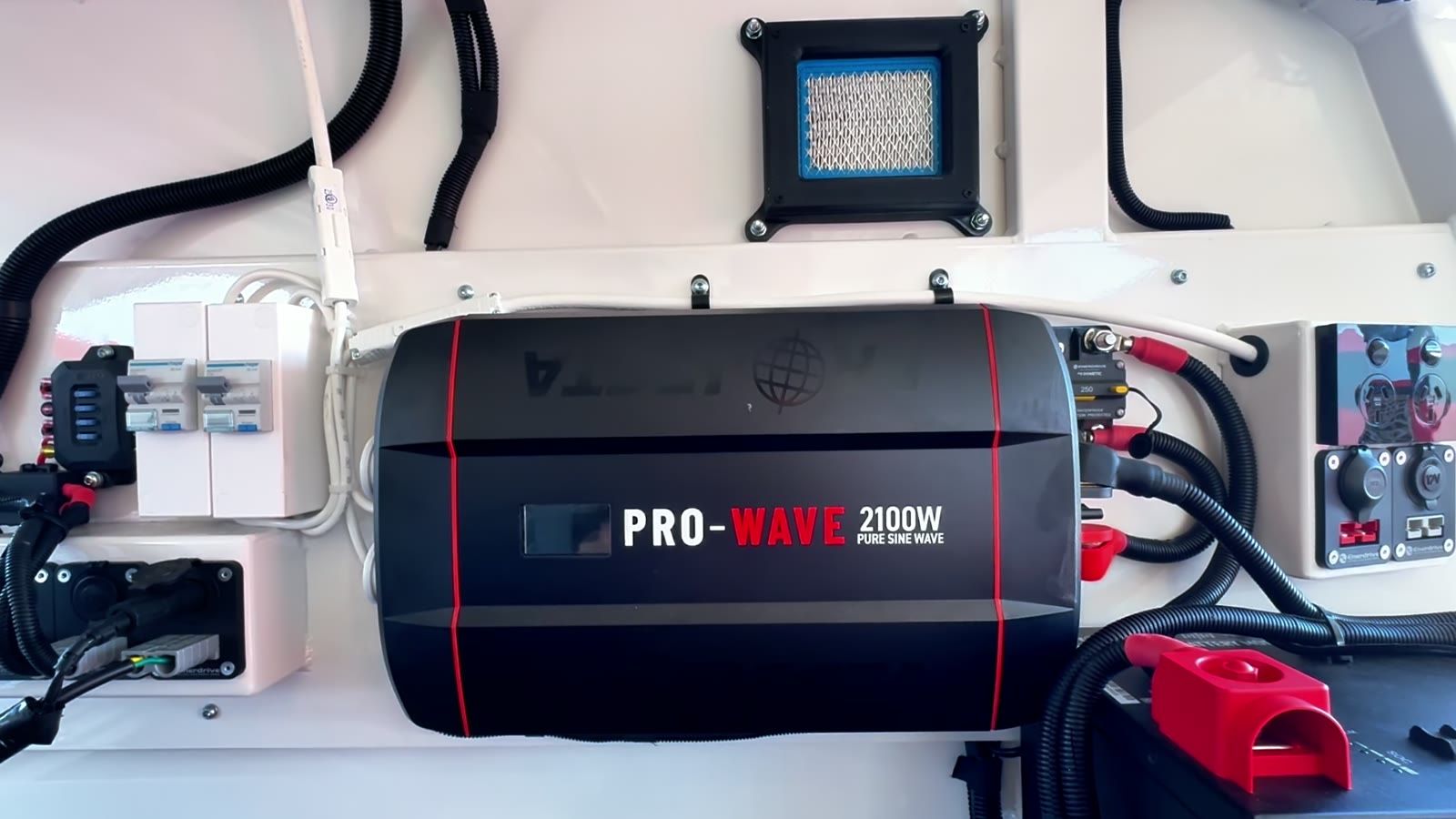 Projecta PW2100 Pro-Wave inverter installed in the Clearview x TJM HiLux canopy