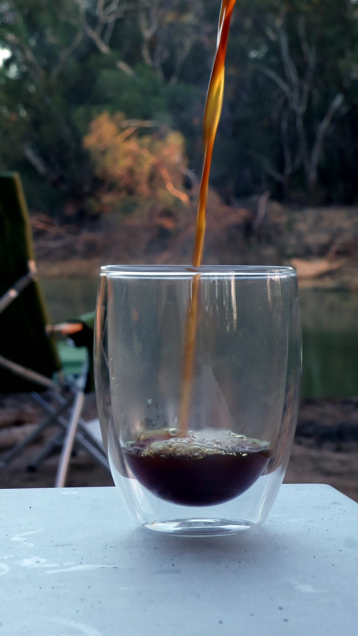 Fresh coffee being poured beside the ExploreOz D-MAX