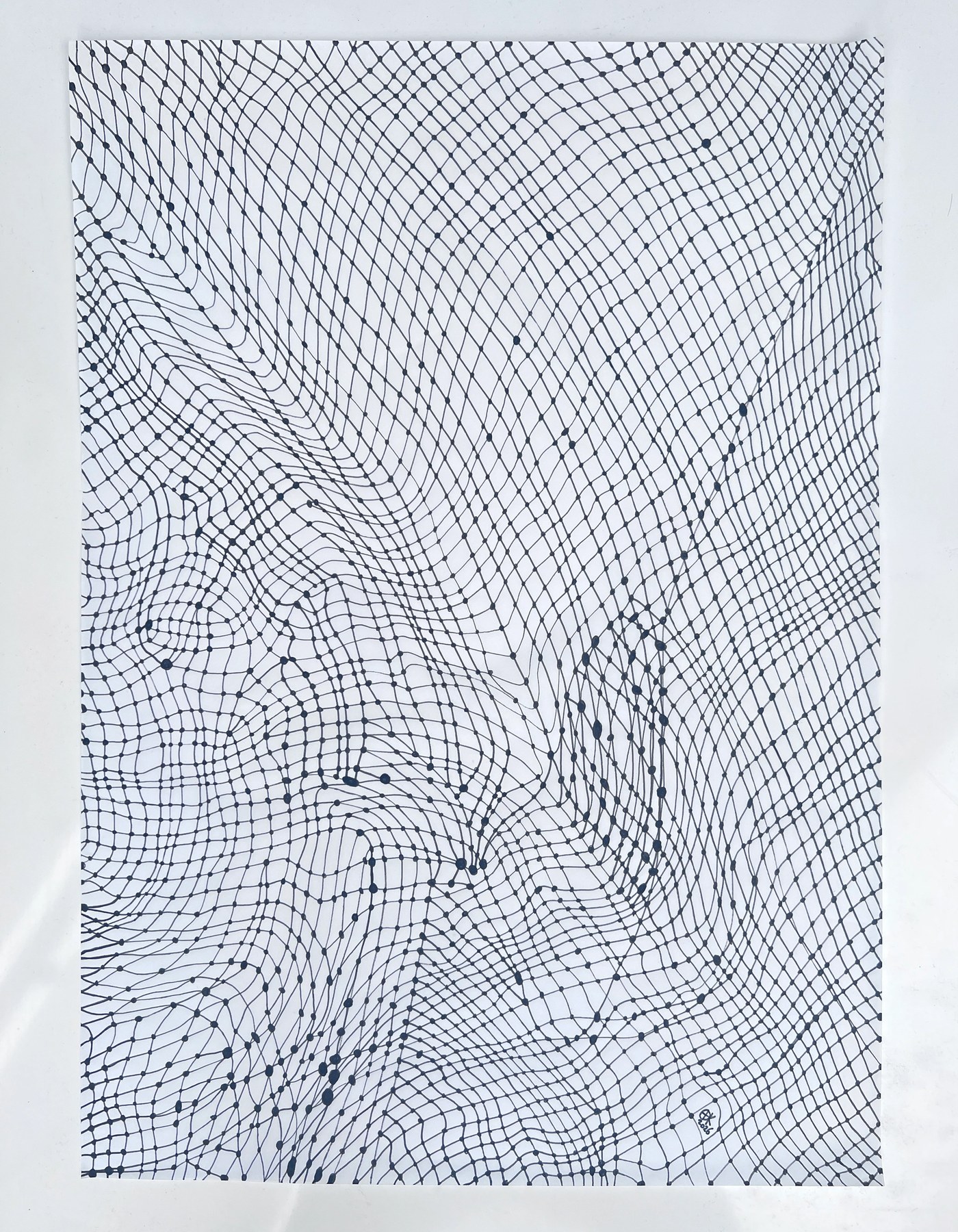 What a Mesh Compostional drawing on translucent paper, A2.
