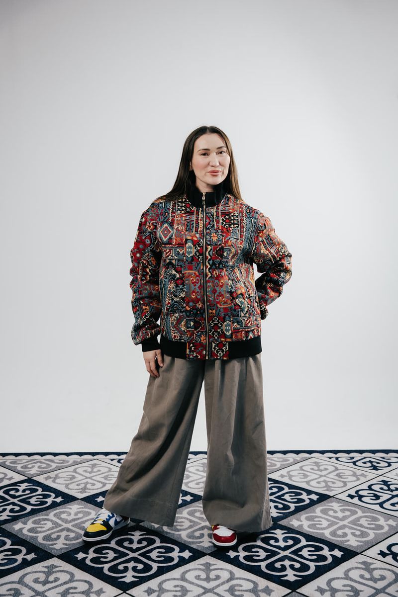 The BAY ethno bomber with wide trousers, full length