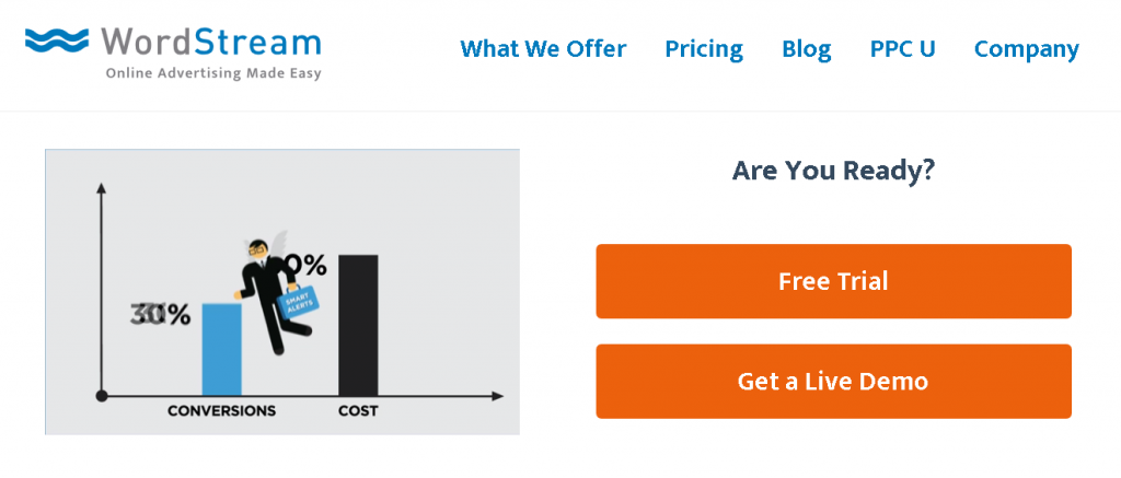 Wordstream landing page