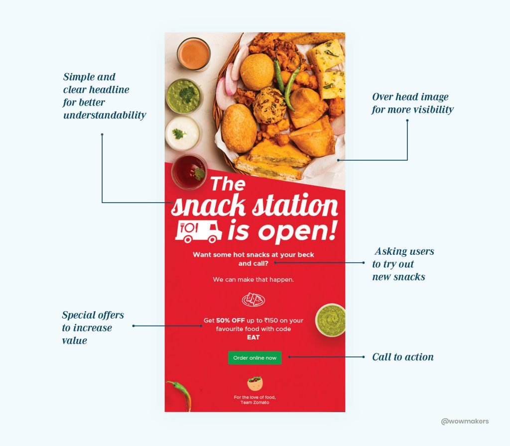 Didn’t mean to tempt your tastebuds, but Zomato with their emails does an excellent job here.