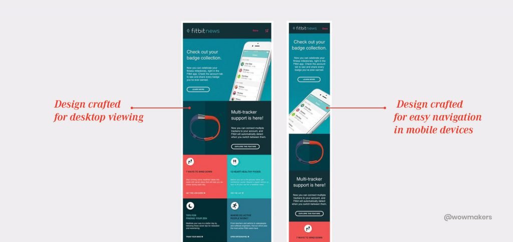 You can see both the desktop and mobile versions of an email from Fitbit.