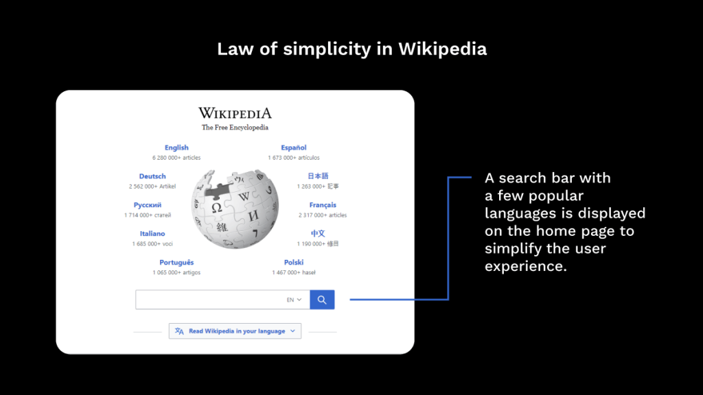 Application of law of Simplicity in Wikipedia