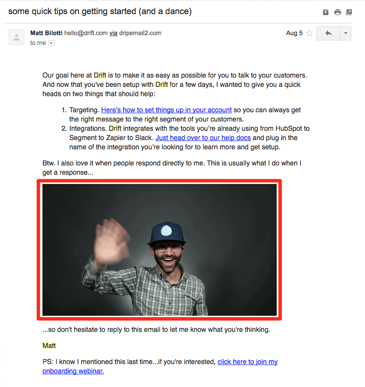 Usage of video on the Wistia email newsletter