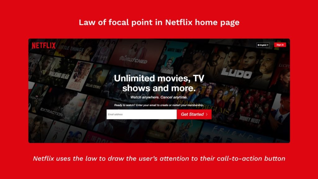 Application of law of Focal point in Netflix home page