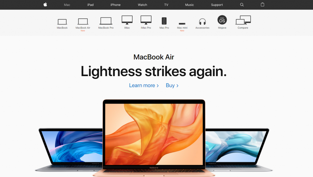 Apple landing page