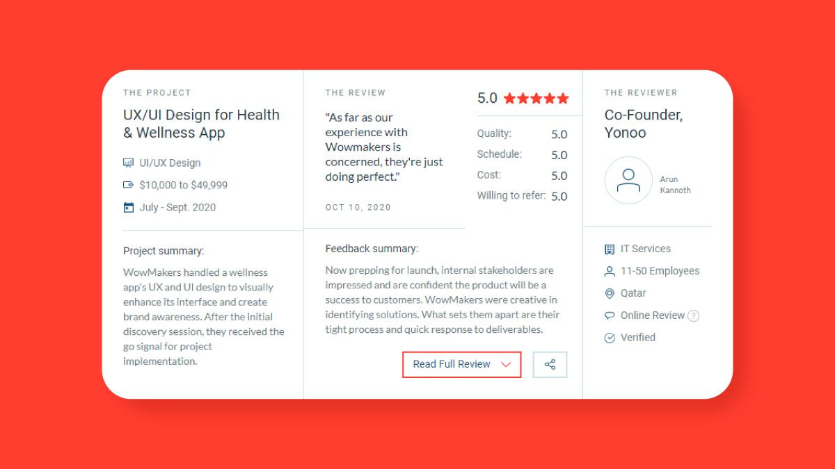 UX - client review in clutch