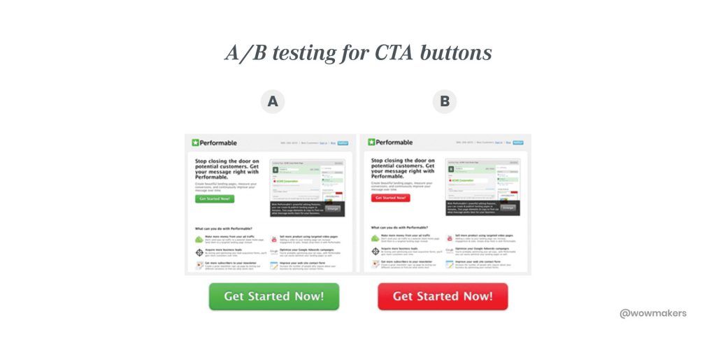 A/B Testing CTA buttons