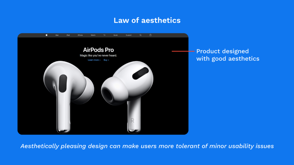 Law of Aesthetics applied in Apple product listing page