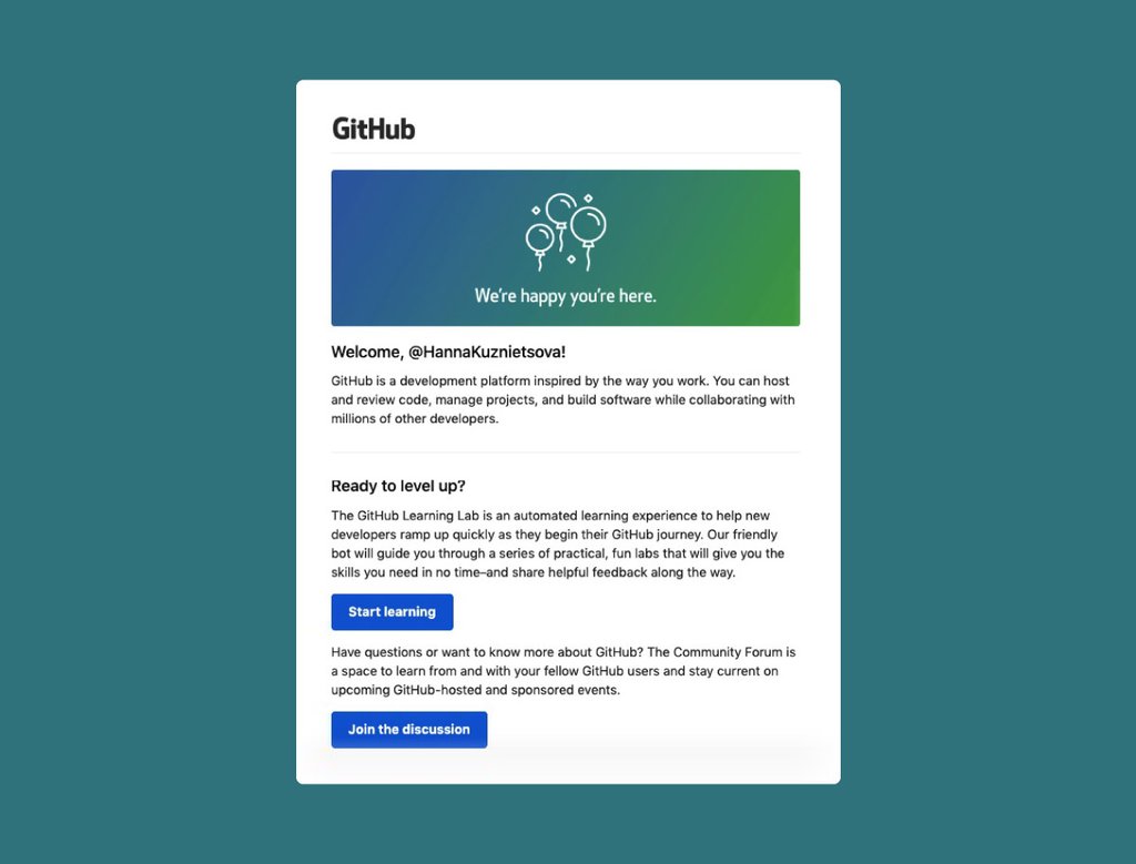User onboarding email from Github