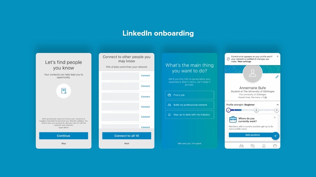 Linkedin mobile app UX: user onboarding flow
