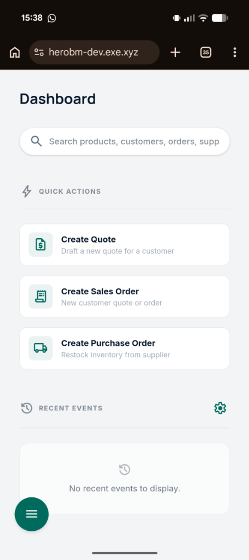 HeroBM Mobile Dashboard View