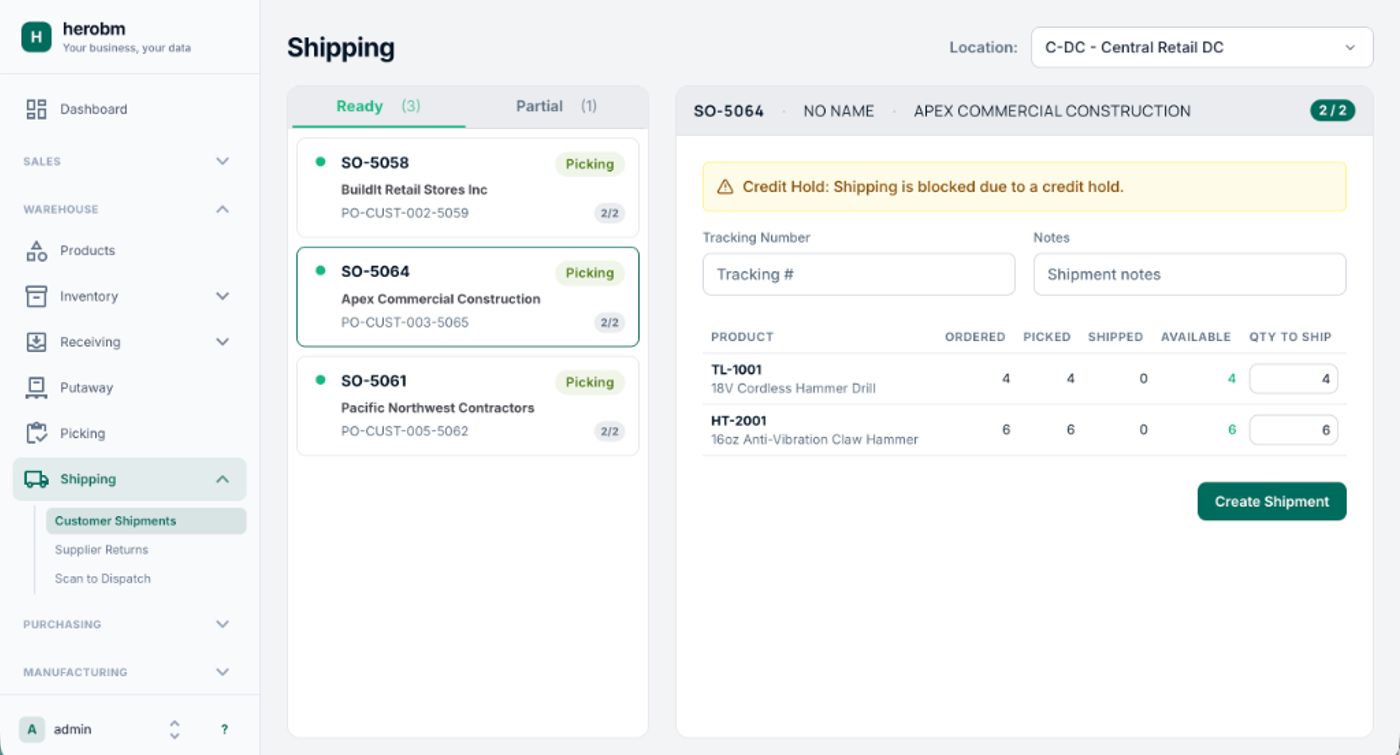 HeroBM Shipping & Dispatch Management