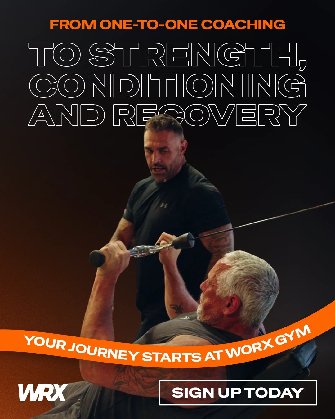 The Worx Gym advertisement promoting one-to-one coaching, strength, conditioning and recovery