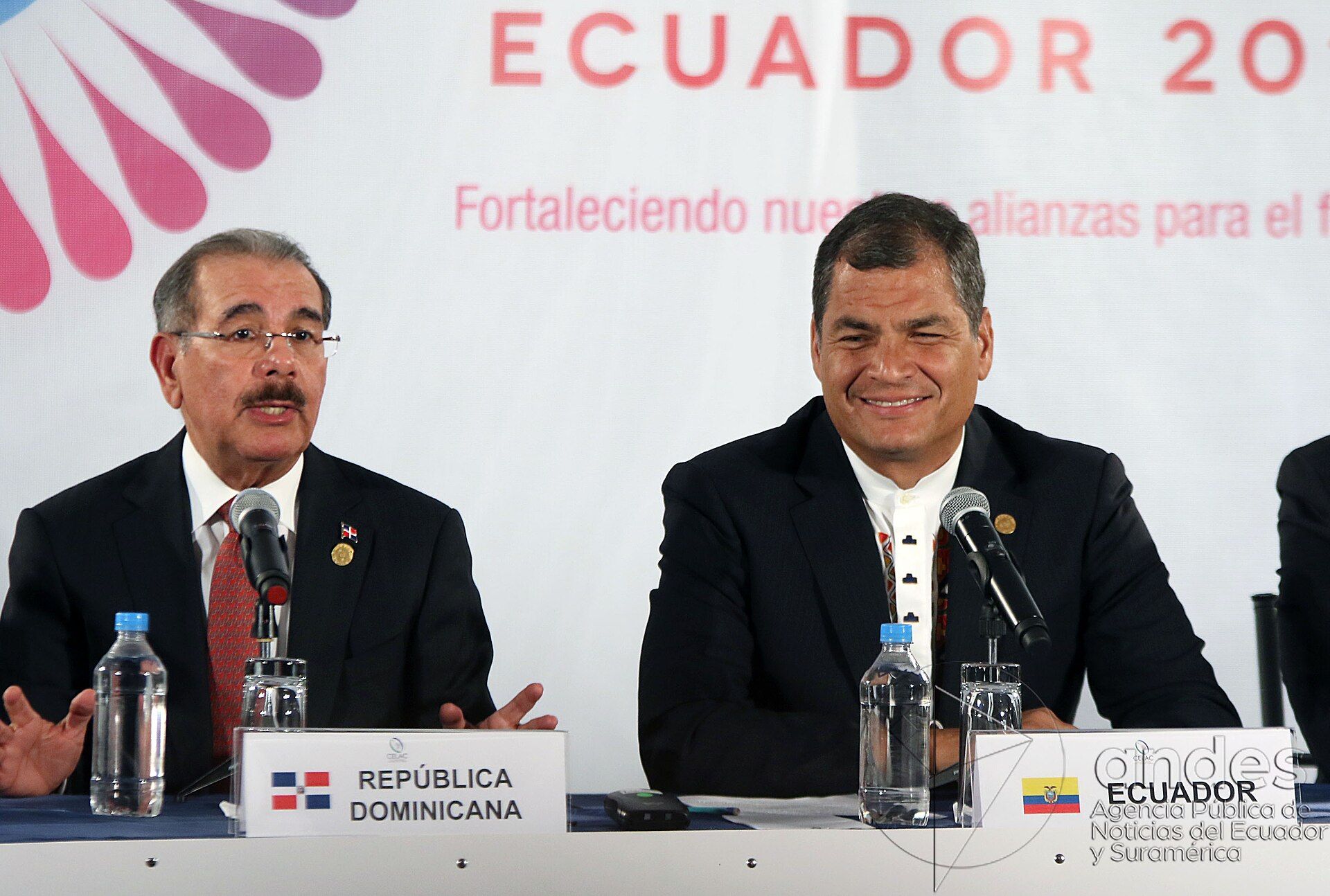Danilo Medina durante una rueda de prensa en la cumbre de la CELAC en 2016