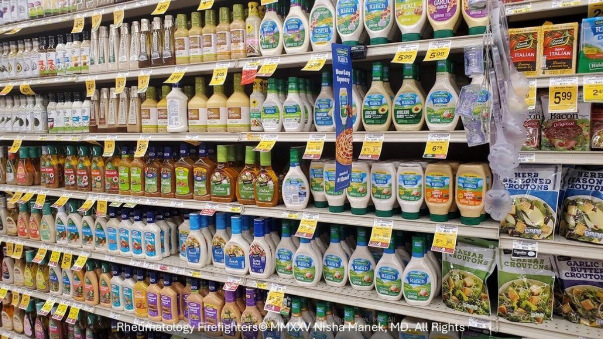 shelf of condiments