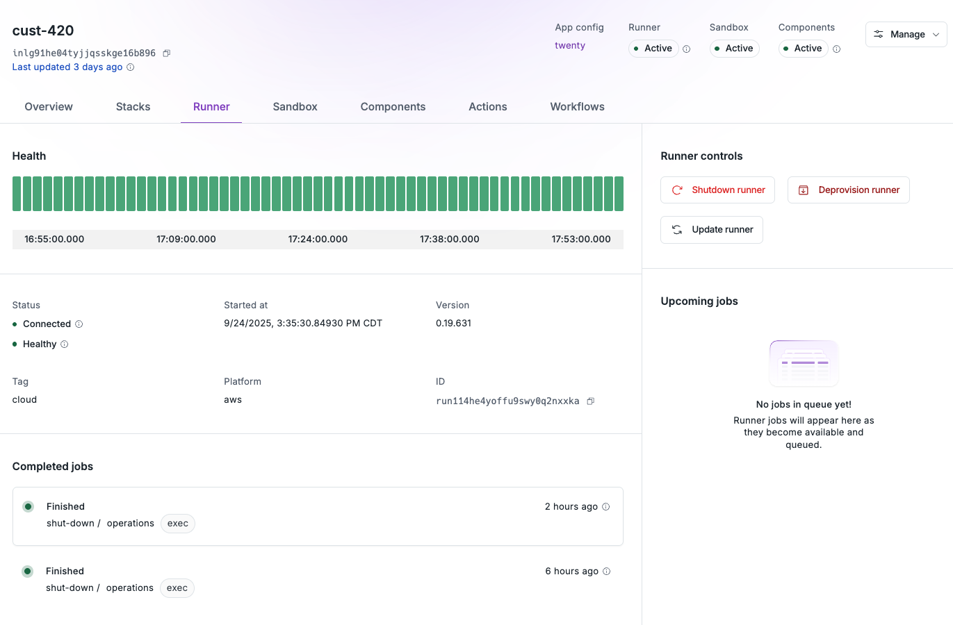 The Install Runner is in a VM deployed alongside your application