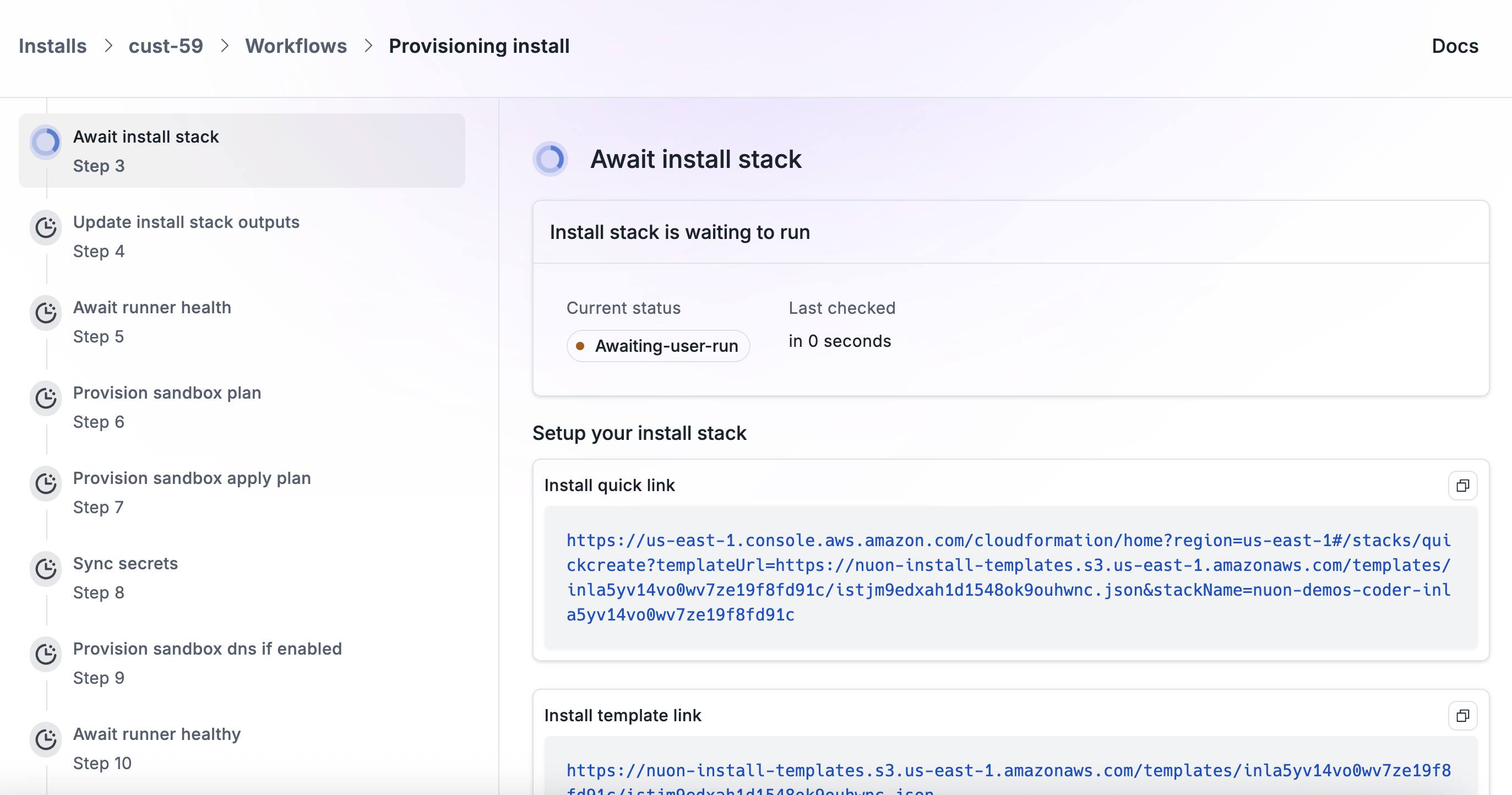 CloudFormation Stack Creation Link