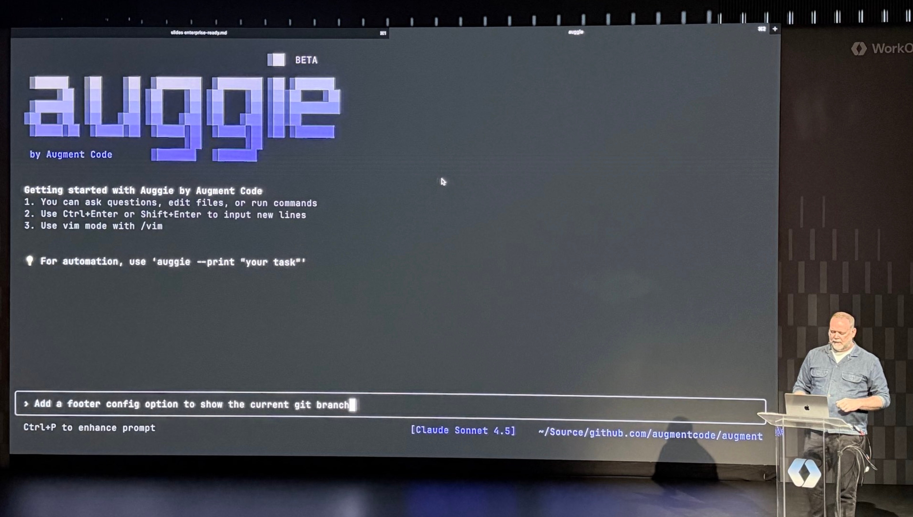 The second of two demos showing their terminal on the screen