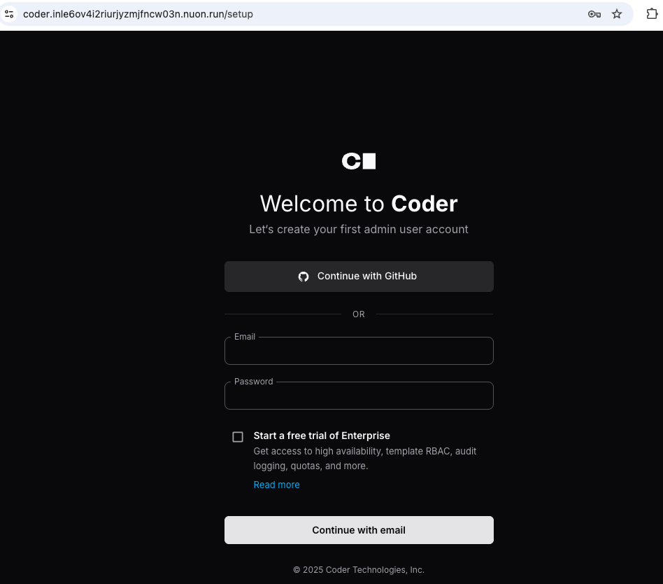 Coder first login as Admin