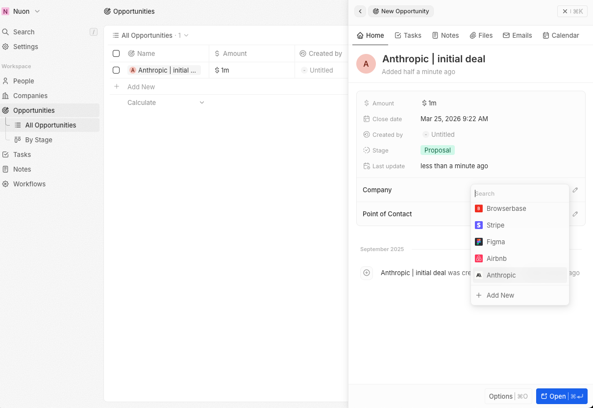 Creating a revenue opportunity record with Twenty