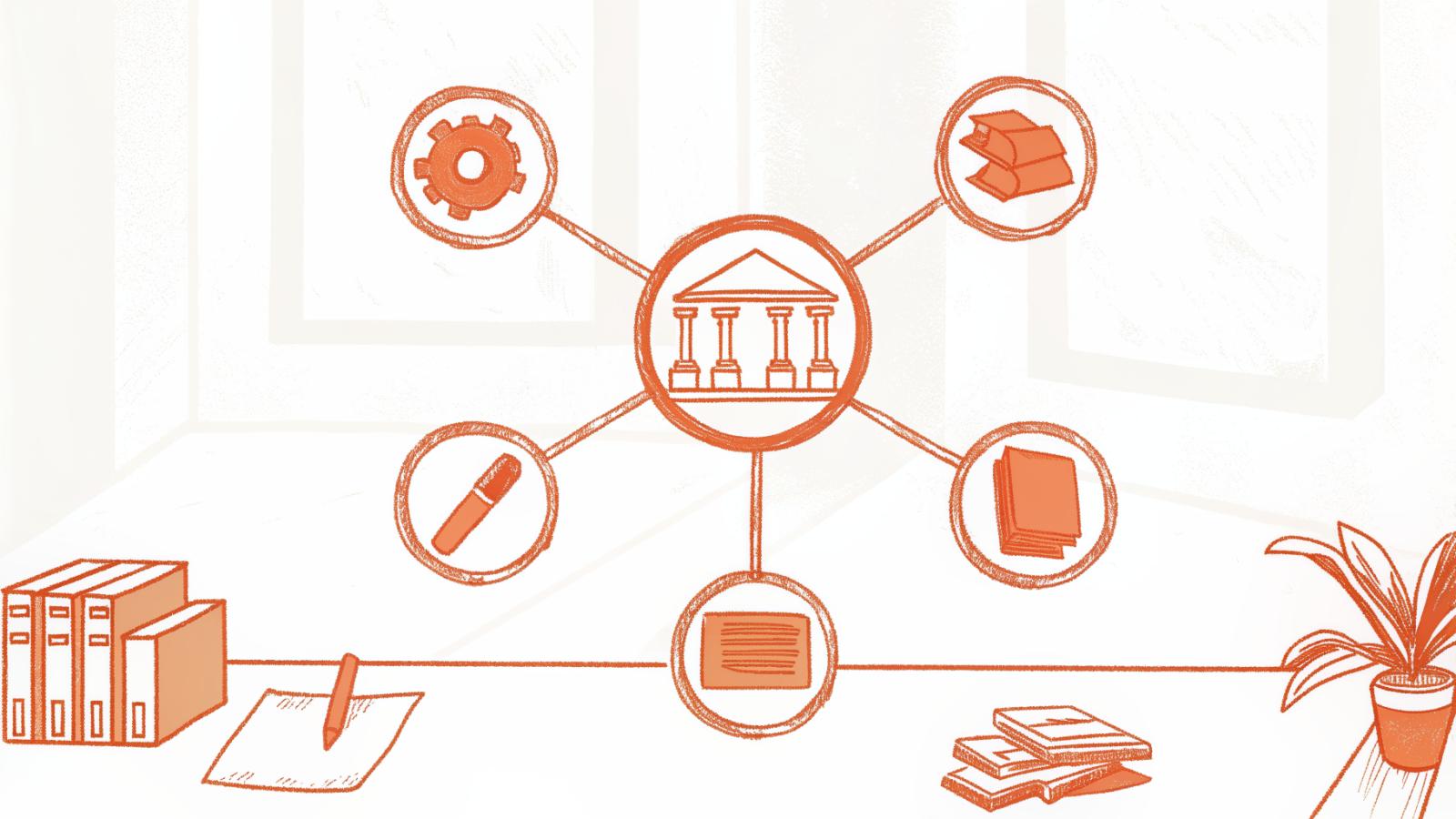Legal AI database network showing Westlaw at center with connected case law nodes