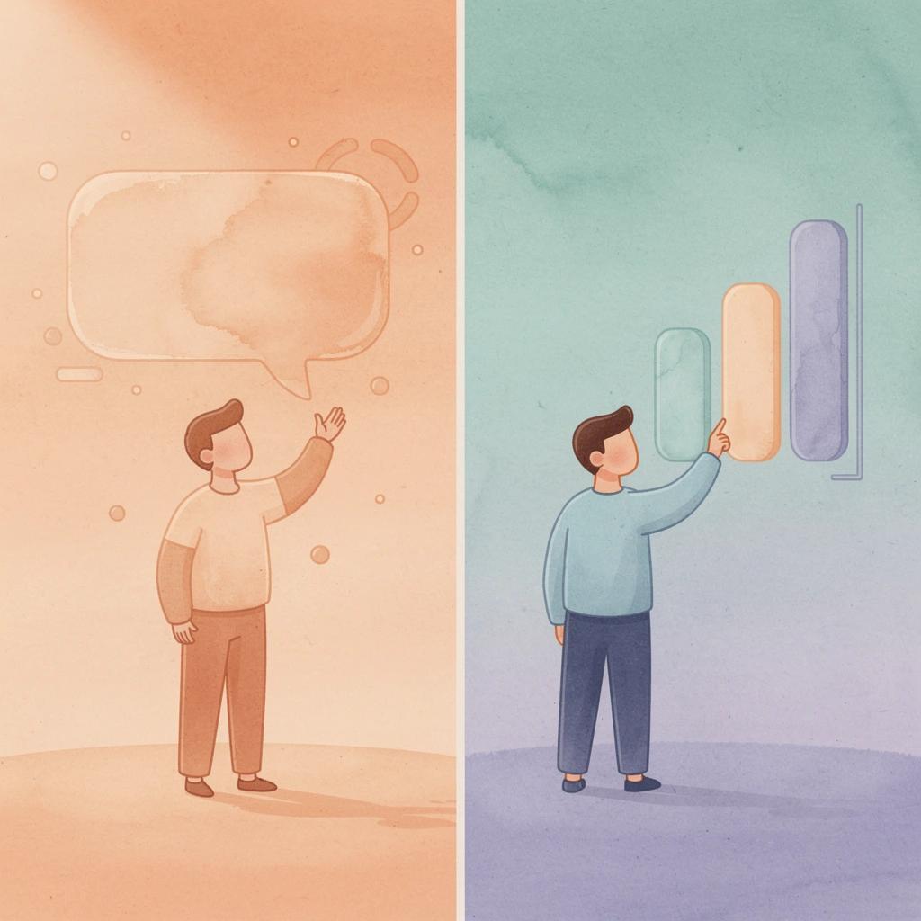 Split scene showing two different AI document tool approaches for students