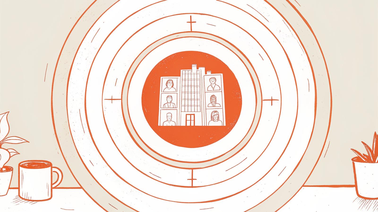 bullseye diagram showing large law firms at center, small in-house counsel left outside