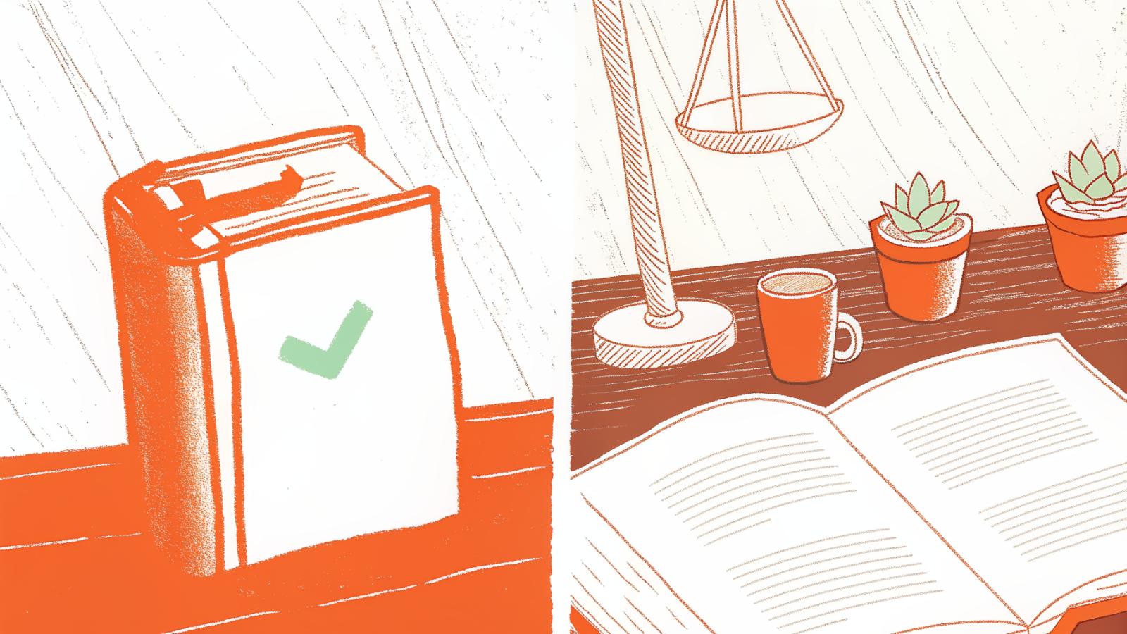 Statute and gavel beside legal treatise contrasting binding versus advisory legal authority